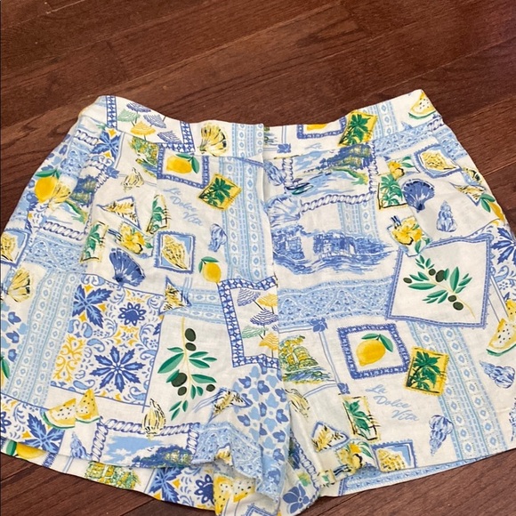 J. Crew Blue and Yellow Shorts with Playful Pattern - Picture 1 of 7